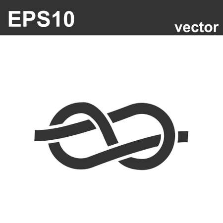 Rope tied into a figure eight knot on white backgroundのイラスト素材