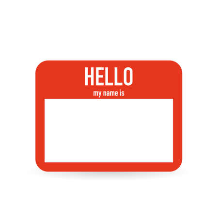 Hello my name is. Red tag on white backgroundのイラスト素材