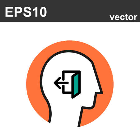Head icon. Flat line icons set of mental wellness, best friends society. Unique color flat design pictogram with outline elements. Premium quality vector graphics concept for web.のイラスト素材