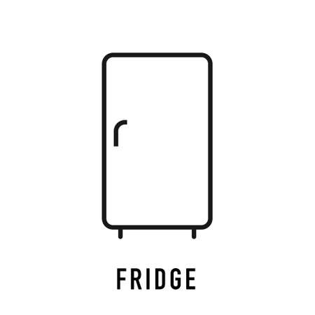 Fridge icons. Outline fridge vector icon for web design isolated on white backgroundのイラスト素材
