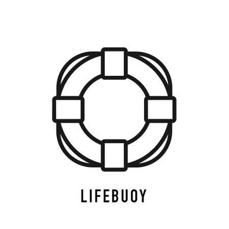 Lifebuoy icon in line style on white background. Vector signのイラスト素材