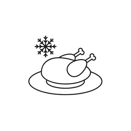 Frozen chicken line icon on white background. Food iconのイラスト素材