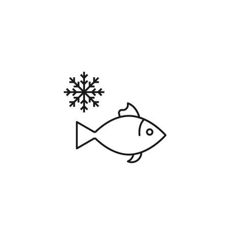 Frozen fish icon on white. Food signのイラスト素材