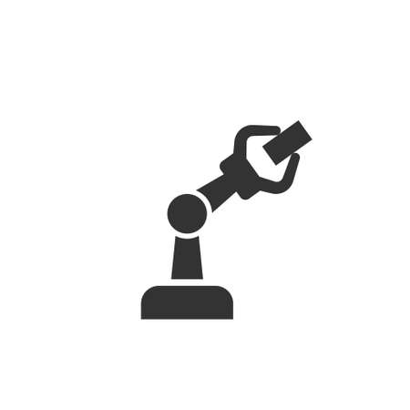 Industrial mechanical robot arm vector icon on white backgroundのイラスト素材