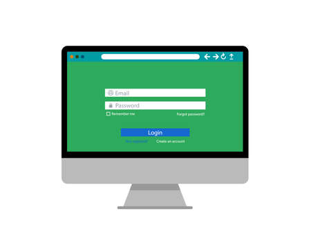 Desktop with login form template on white. Vector illustrationのイラスト素材