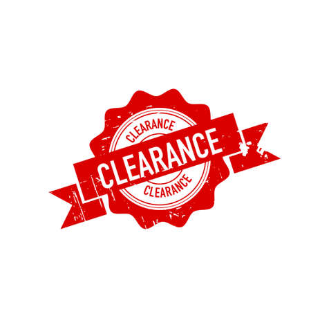 clearance red stamp on white. round grunge vintage ribbon clearance signのイラスト素材