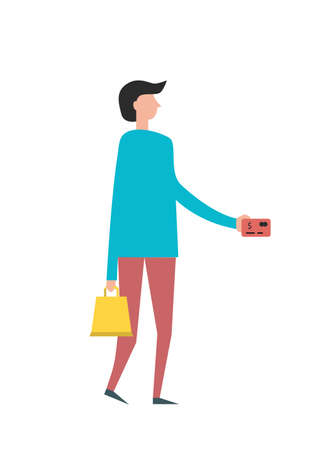 people online shopping in flat style on white background. Vectorのイラスト素材