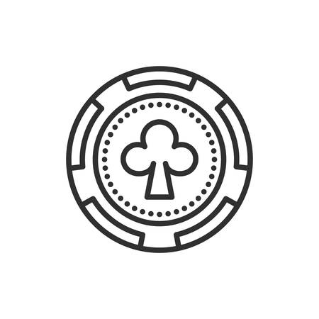 Clubs Poker Chip linear icon on white. Stock vectorのイラスト素材