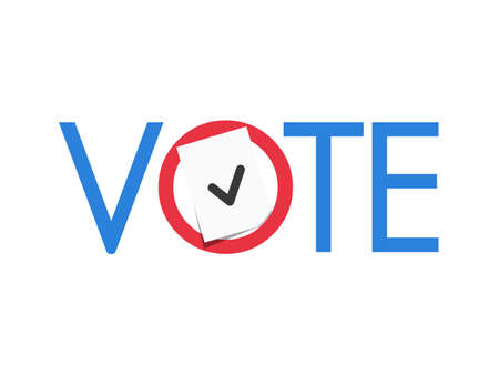 Vote text. Presidential Text Election Day Symbolic Elements White background. Vector