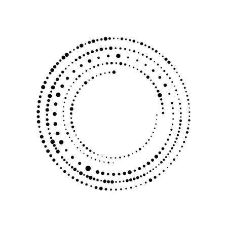 Random dotted, halftone speckles concentric circle on white. Vector illustrationのイラスト素材