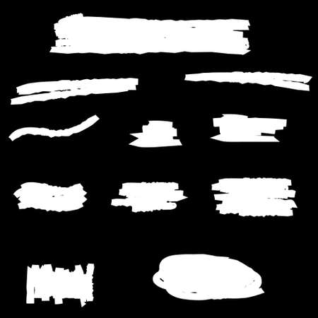 Highlight Marker yellow line, color stroke, brush pen hand drawn underline. Abstract permanent marker line, pencil texture paint drawn set. Vectorのイラスト素材