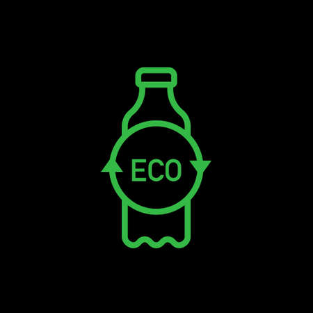 Recycle plastic bottle. Line vector. Isolate on black background.のイラスト素材