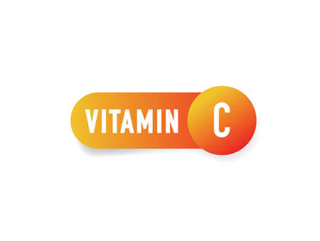 Vitamin C sign label button on white background. Vectorのイラスト素材