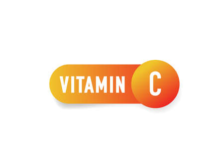 Illustration for Vitamin C sign label button on white background. Vector - Royalty Free Image