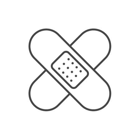 Medical plaster thin line icon. Adhesive tape and bandage symbol, outline style pictogram on white background.のイラスト素材