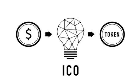 ICO. Initial coin offering concept. Token saleのイラスト素材