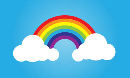 Color Rainbow With Clouds, With Gradient Mesh, Vector Illustrationのイラスト素材