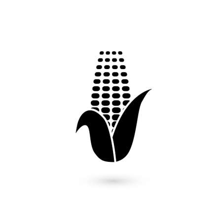 Corn icon in flat style on white. Stock vector signのイラスト素材