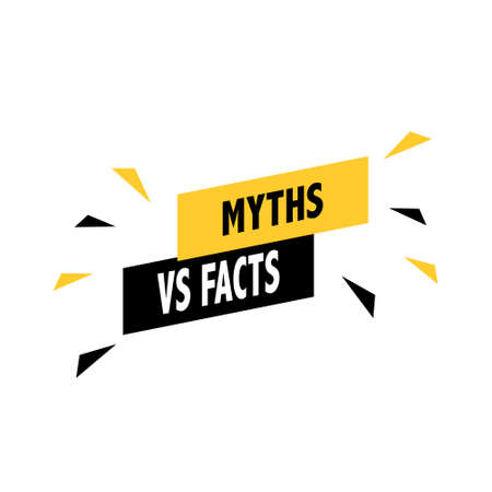 Male hand holding megaphone with Myths vs facts speech bubble. Loudspeaker. Banner for business, marketing and advertising. Vector illustration.のイラスト素材