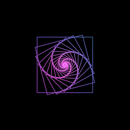 Abstract violet element over black background. Stock vector.