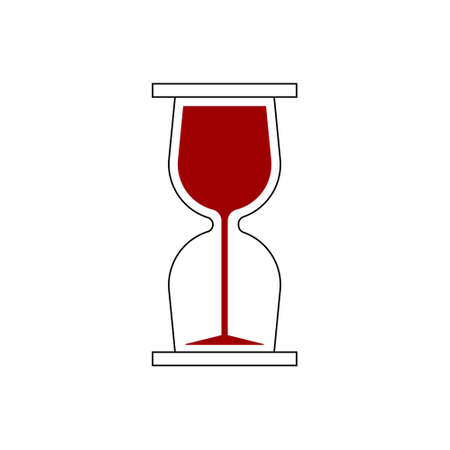 time to drink, wine glass inside hourglass, vector illustration icon.のイラスト素材