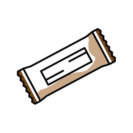 Chocolate bar color icon. Protein snack package. Wrapped candy,のイラスト素材