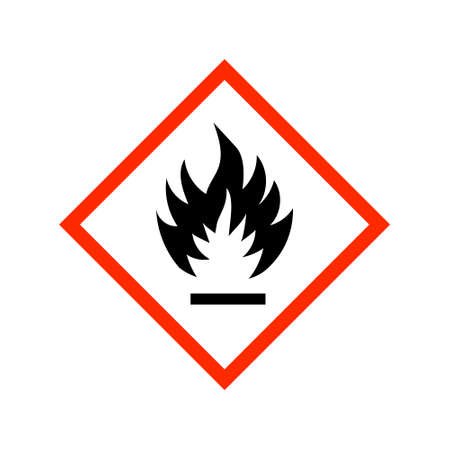 Vector illustration GHS hazard pictogram - flammable, hazard warning sign flammable icon isolated on white backgroundのイラスト素材
