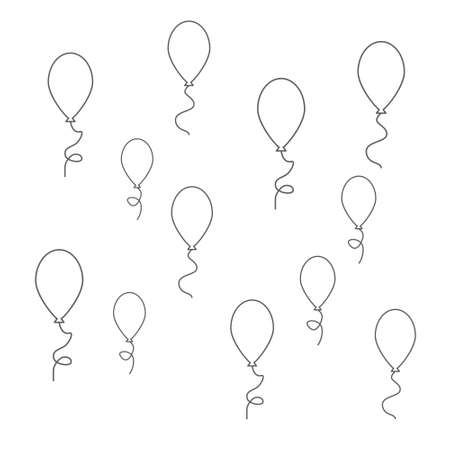 balloons simple drawing outline for coloring book vector illustrationのイラスト素材