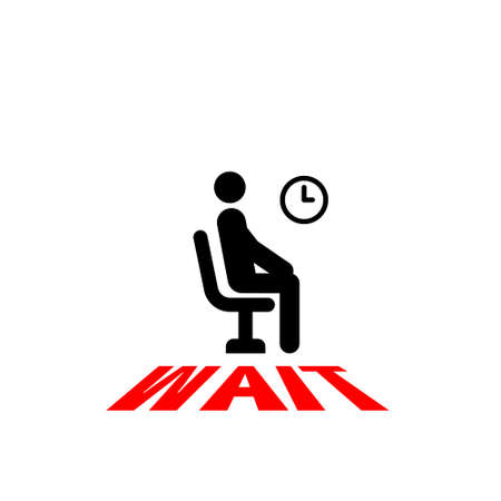Wait icon in flat style on white background. Vector signのイラスト素材