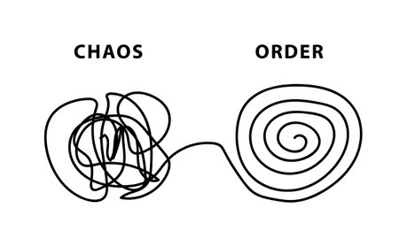 Chaos and order. Vector illustration. Line conceptのイラスト素材