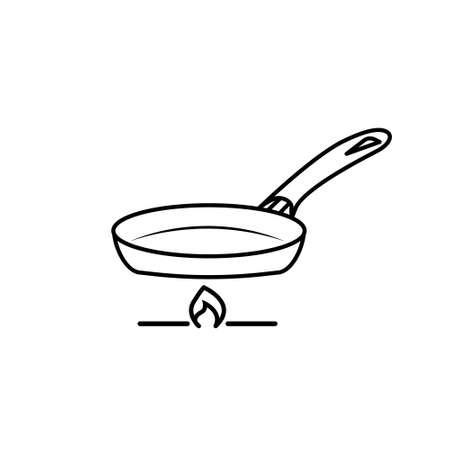 Frying pan hand drawn outline doodle icon. Pan for frying food. Stock vectorのイラスト素材