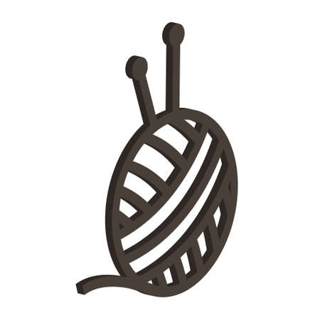 The symbol of knitting and needlework 3d. A ball of yarn and knitting needlesのイラスト素材