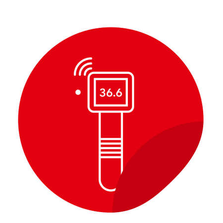 Line icon of non-contact infrared thermometer.Vector illustration. Stick iconのイラスト素材