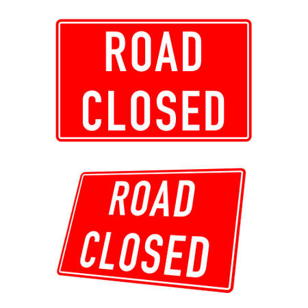 Set of Road flood closed sign on white background. Vectorのイラスト素材