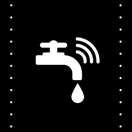 Smart water tap vector icon isolated on black background. Smart water crane with airwaves icon for web, mobile apps.のイラスト素材