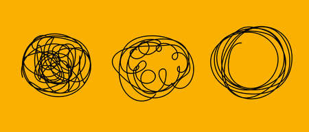 Tangle tangled and untangled. Abstract metaphor, concept of solving problems in businessのイラスト素材