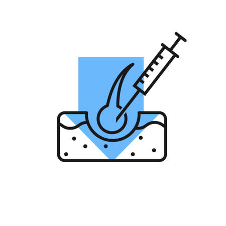 Ozone therapy line icon. Hair follicle, injection, syringe. Beauty care concept. Vectorのイラスト素材