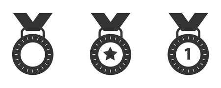 Set of medal with ribbon icon. Modern flat design vector iconのイラスト素材