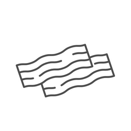 Bacon strips outline icon on white. Vector illustration.のイラスト素材