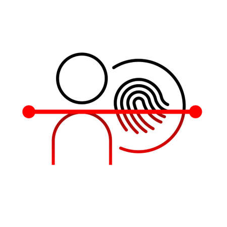 User protection line icon. Person with lock in circle on white background. Security concept. Vector illustration can be used for topics like program, internet, computer, coding, technologyのイラスト素材
