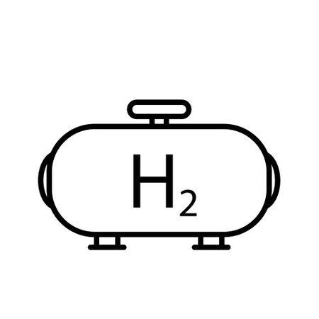 hydrogen gas tank line icon on white background. Vectorのイラスト素材