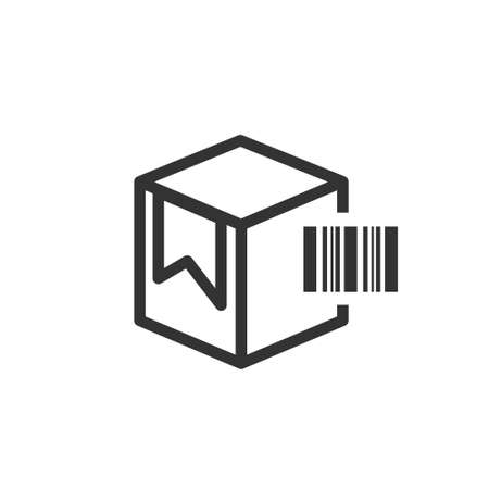 barcode icon on packing. Vector sign on whiteのイラスト素材