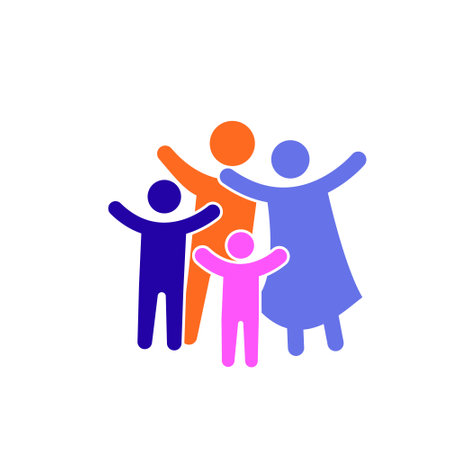 Color Family Flat Icon Black and White. Vector Graphicのイラスト素材
