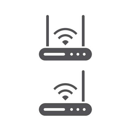 Set of Wifi Router Icon Design on white background. Vector Illustrationのイラスト素材