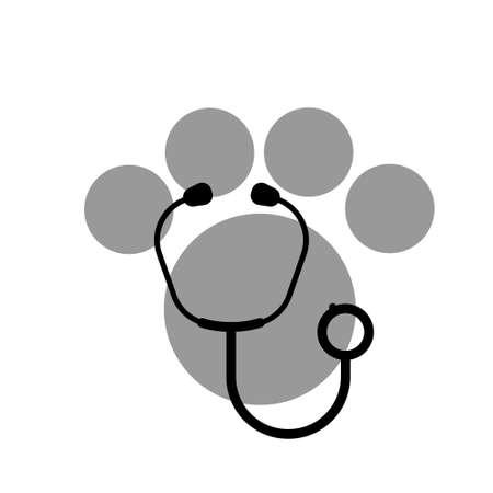 Stethoscope silhouette with animal paw print symbol. Veterinary medicineのイラスト素材