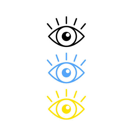 Set of color icon eye with eyelash on white backgroundのイラスト素材