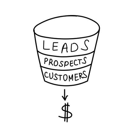 Hand drawing sales funnel business concept. Vector illustrationのイラスト素材