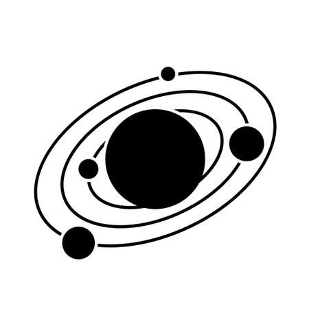 Solar system icon on white. The planets revolve around the starのイラスト素材