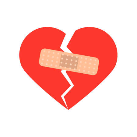 Broken heart shape with a bandage. Concept of loveのイラスト素材
