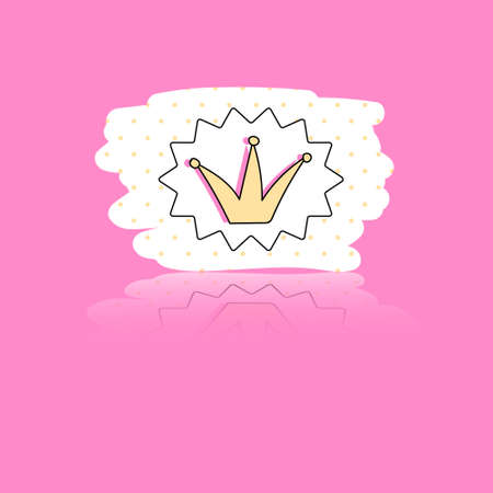 cute vector stickers. Bubble for text, princess crownのイラスト素材